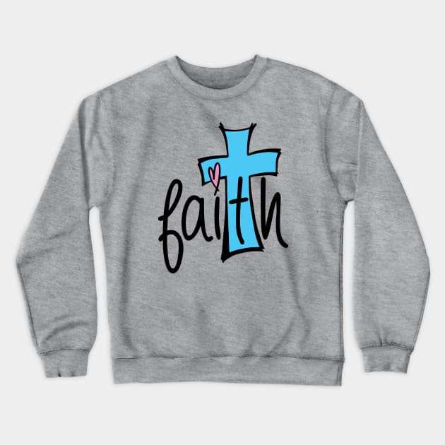 Faith Cross with Love Heart Crewneck Sweatshirt by Caty Catherine